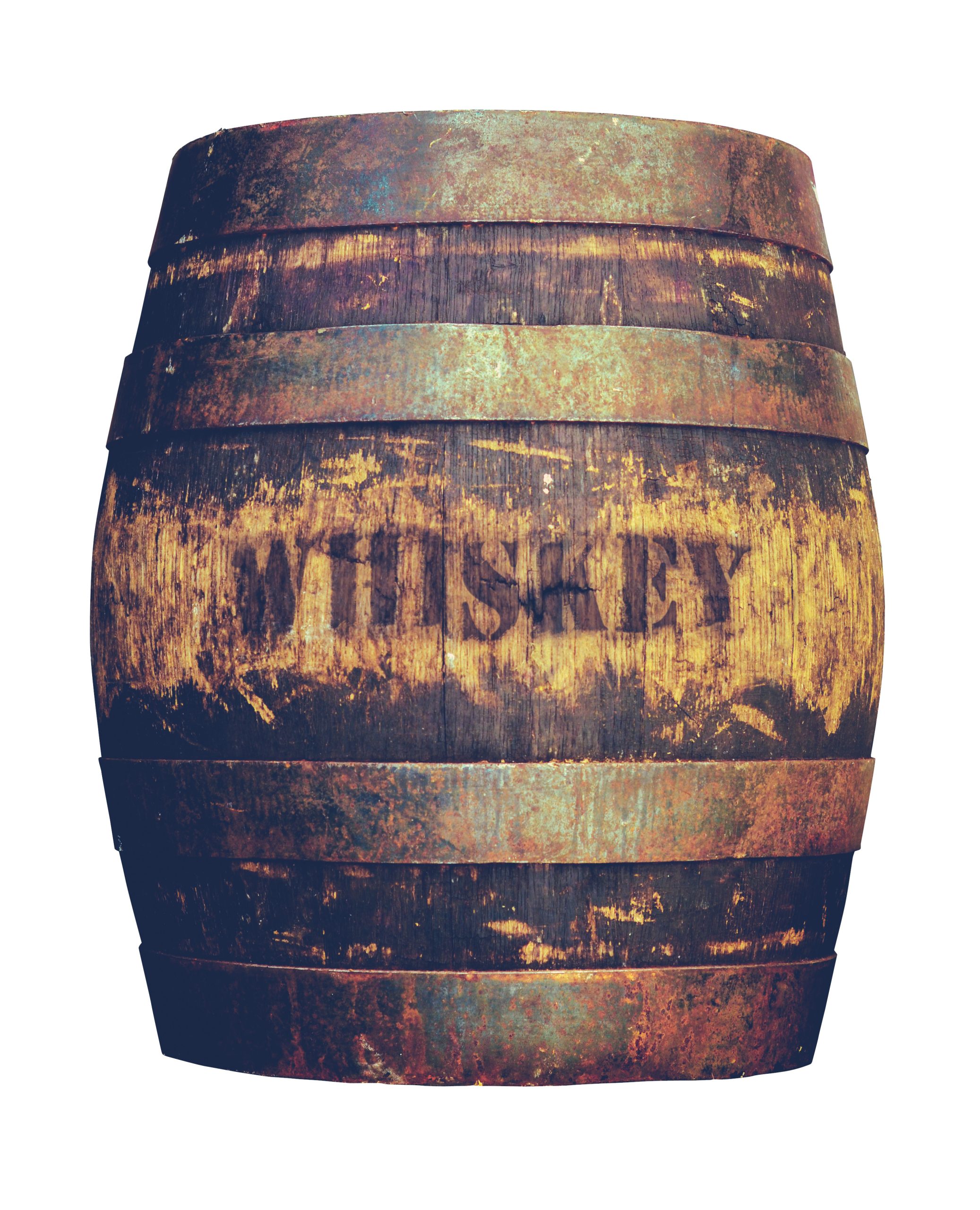 Isolated Vintage Grungy Old Wooden Cask Or Barrel Of American Whiskey